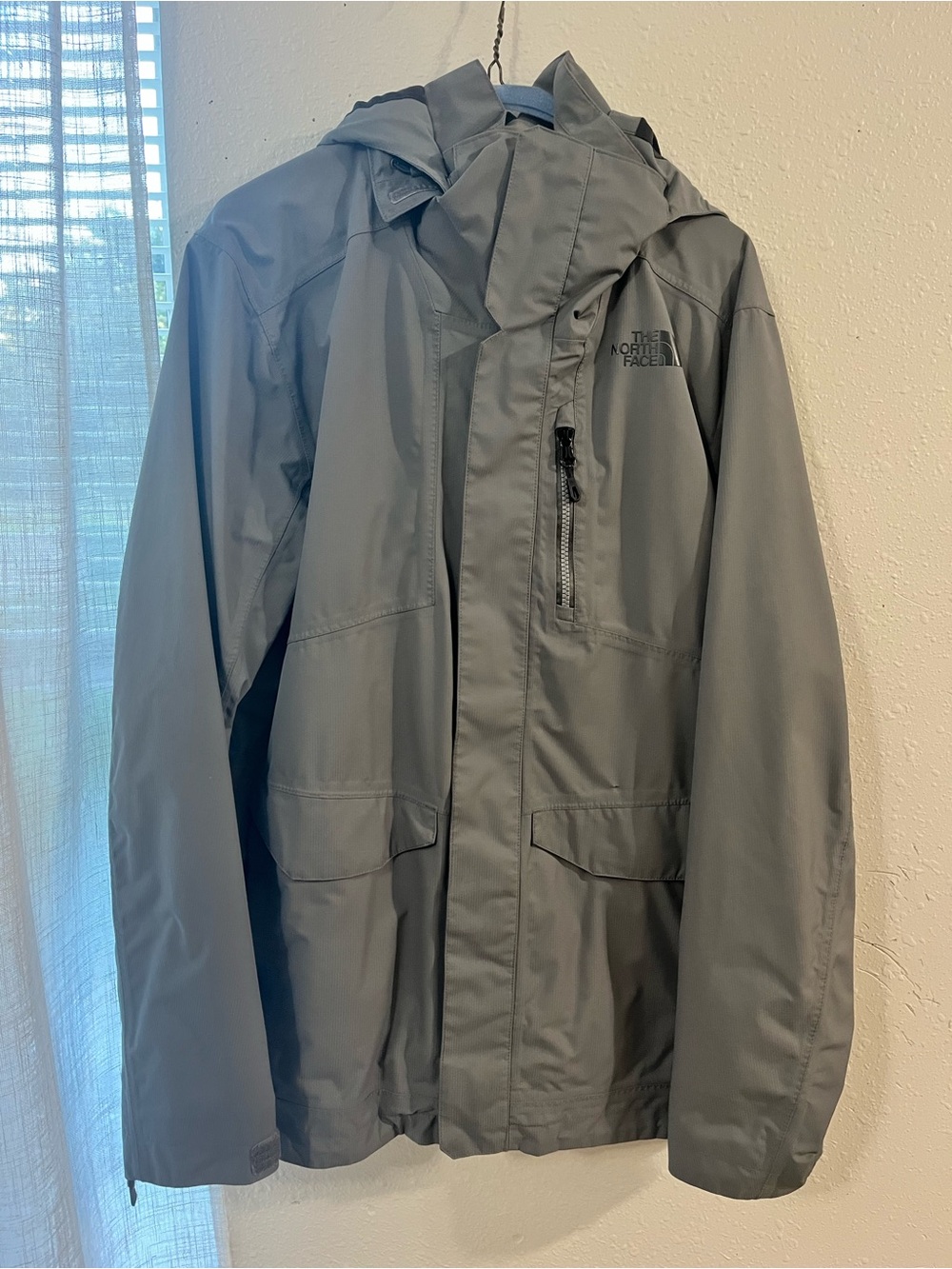 The North Face Men's Gray Hooded Rain Jacket